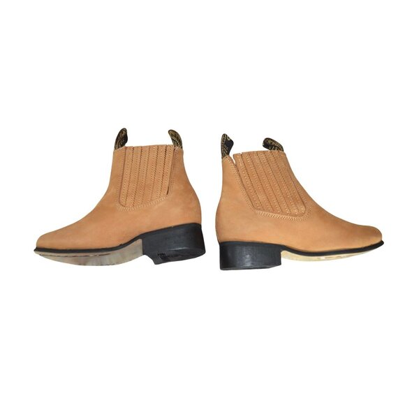 Botines El Gallo Kids Suede Leather Western Slip On Charro Boots Boys Size 13C - Picture 4 of 6